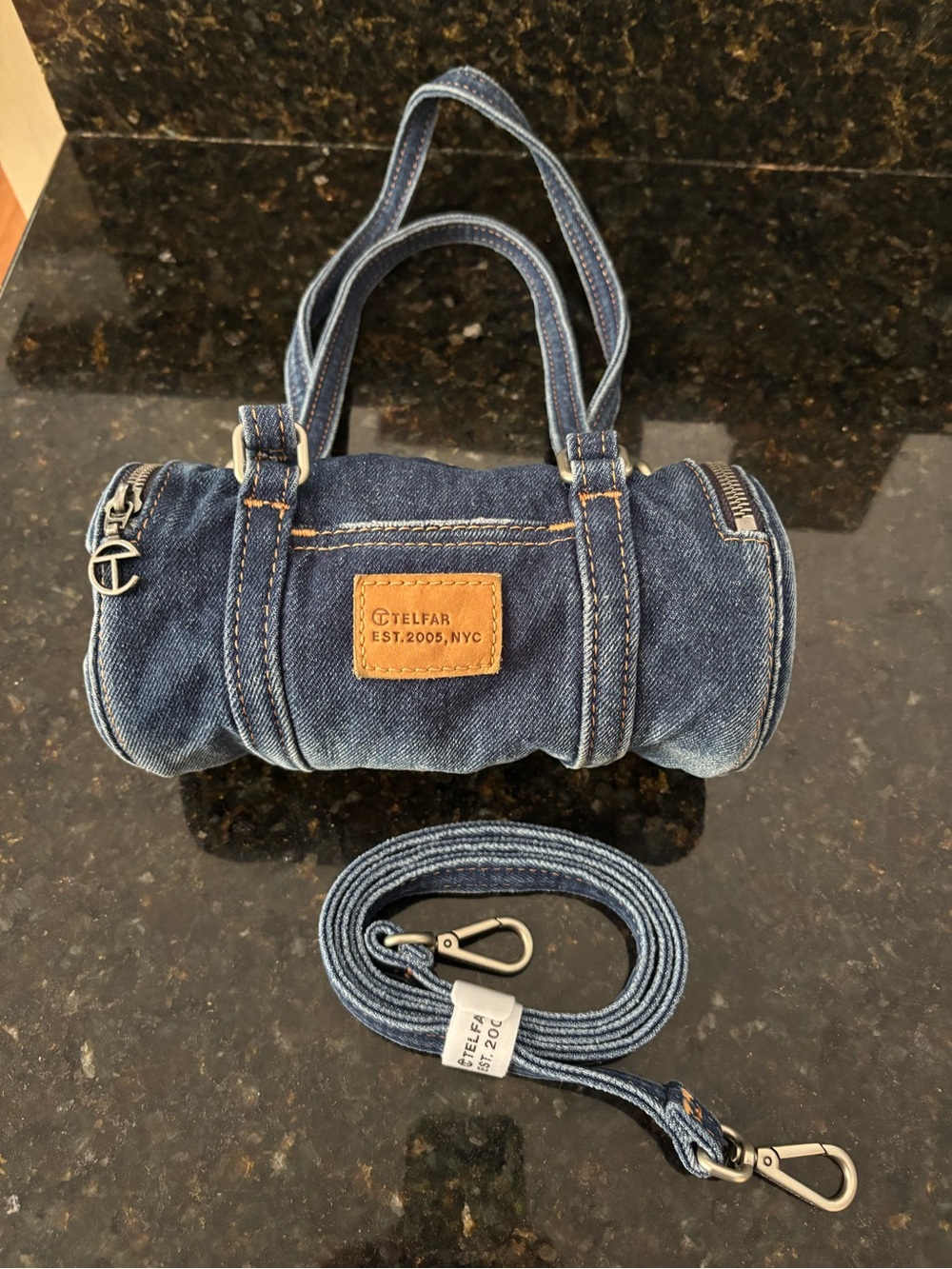 Telfar Azalea Denim Barrel Crossbody Bag - Small - Picture 3 of 7